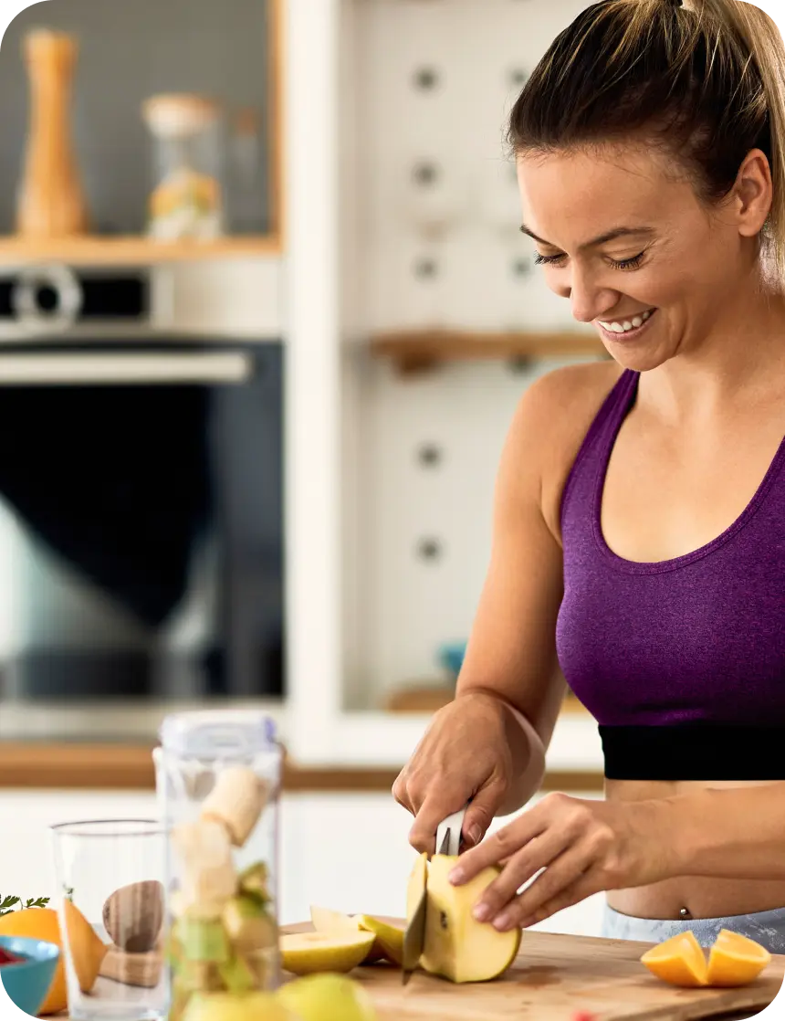 Woman makes juice