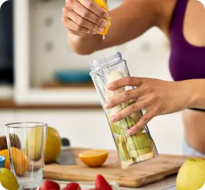 Woman makes juice